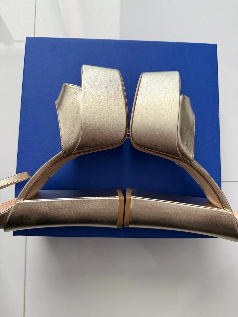 Stuart Weitzman Metallic Gold Platform Slingback Heels